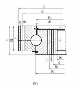 single row ball slewing bearing (HS series) internal gear シングルローボールスリーウィングベアリング(HSシリーズ)内部ギア